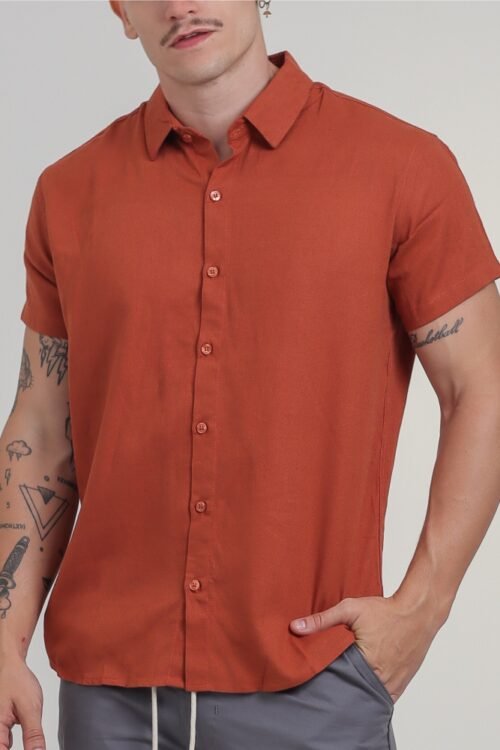 Camisa de Linho Terracota