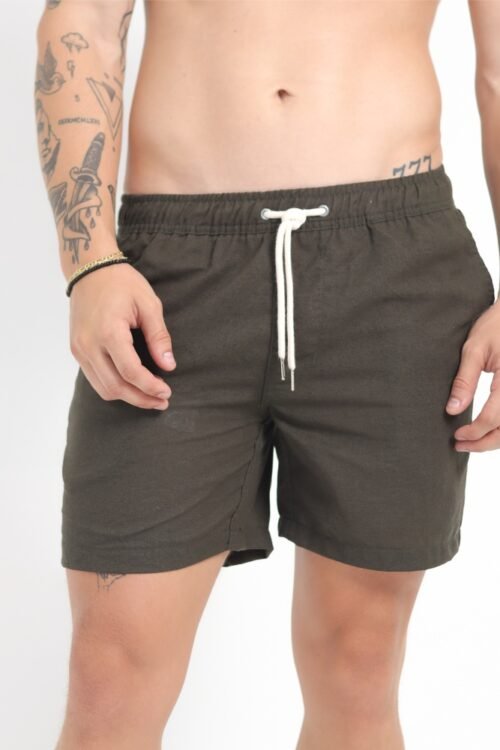 Short de Linho Verde Militar