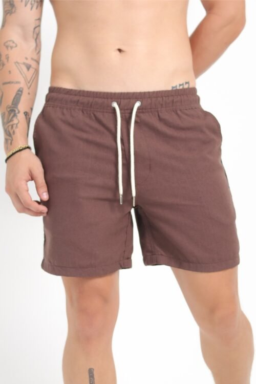 Short de Linho Marrom