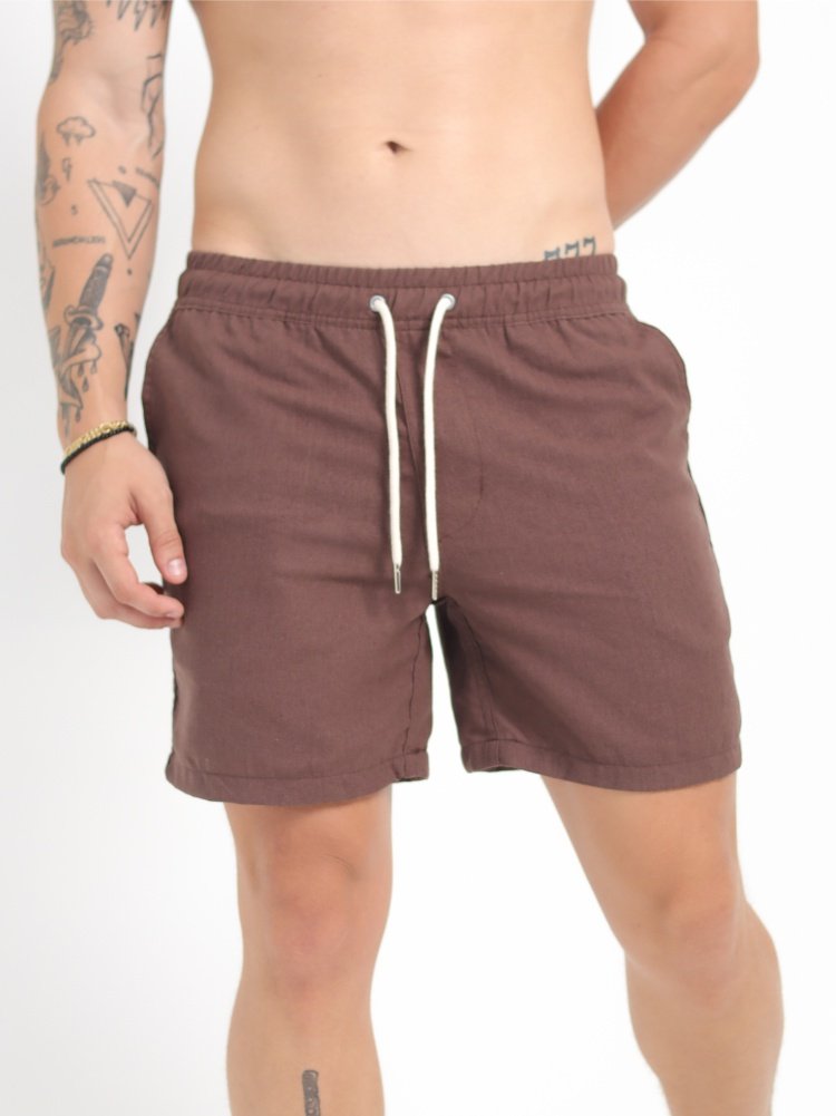 Short de Linho Marrom