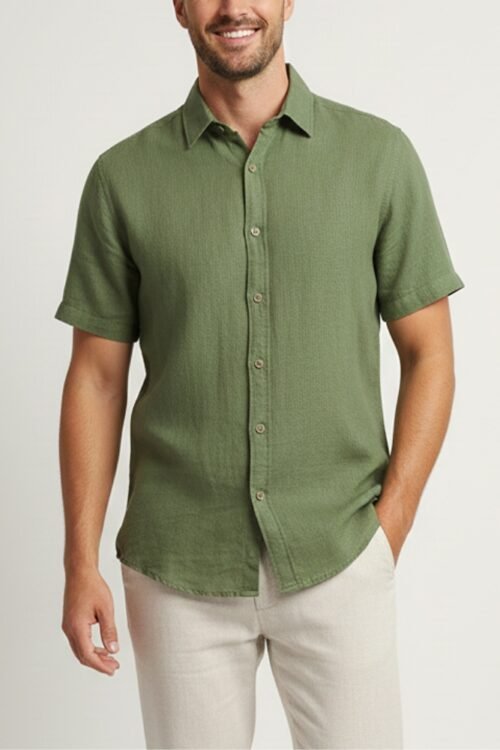 Camisa de Linho Rústico Verde