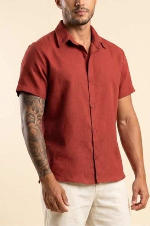 Camisa de Linho Terracota