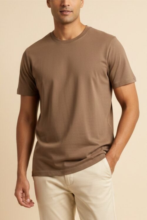 Camiseta Suedine Bege-Acastanhado