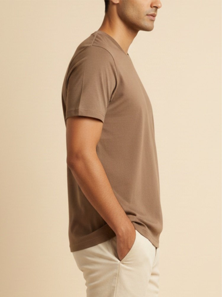 Camiseta Suedine Bege-Acastanhado - Imagem 2