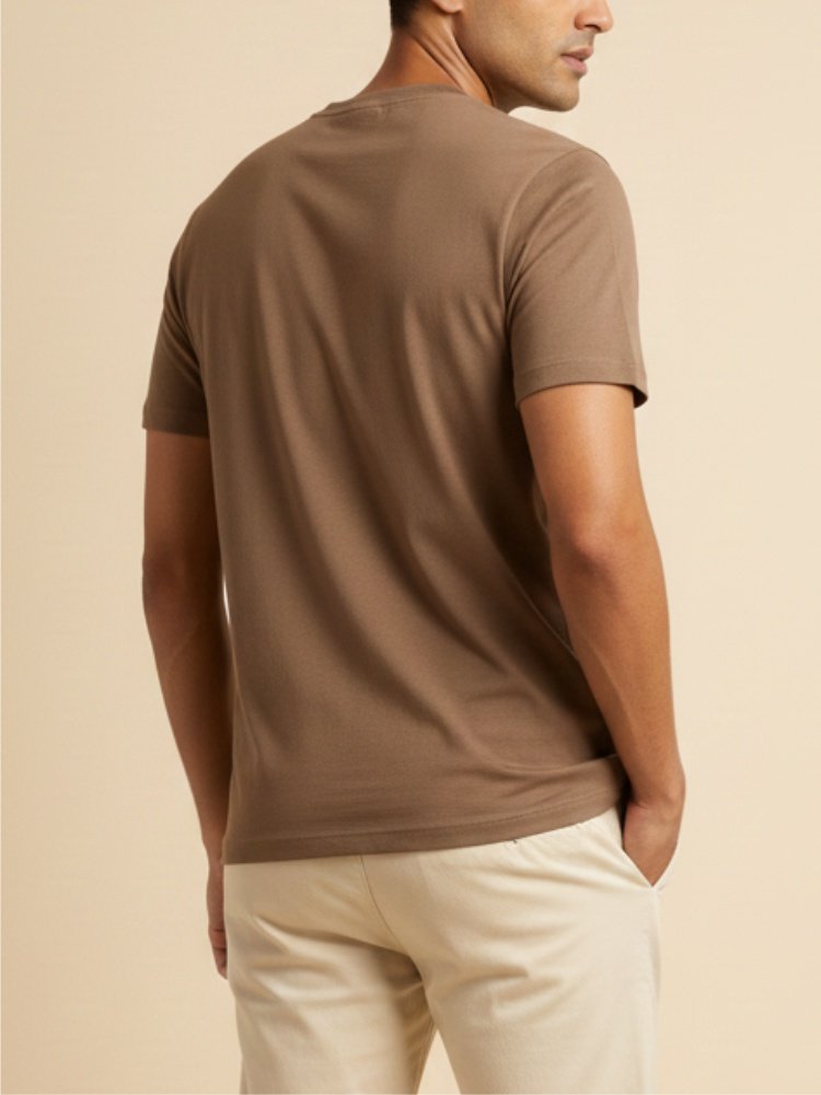 Camiseta Suedine Bege-Acastanhado - Imagem 3