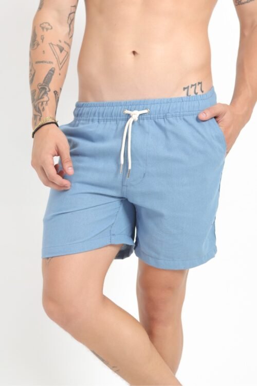 Short de Linho Azul Bebê