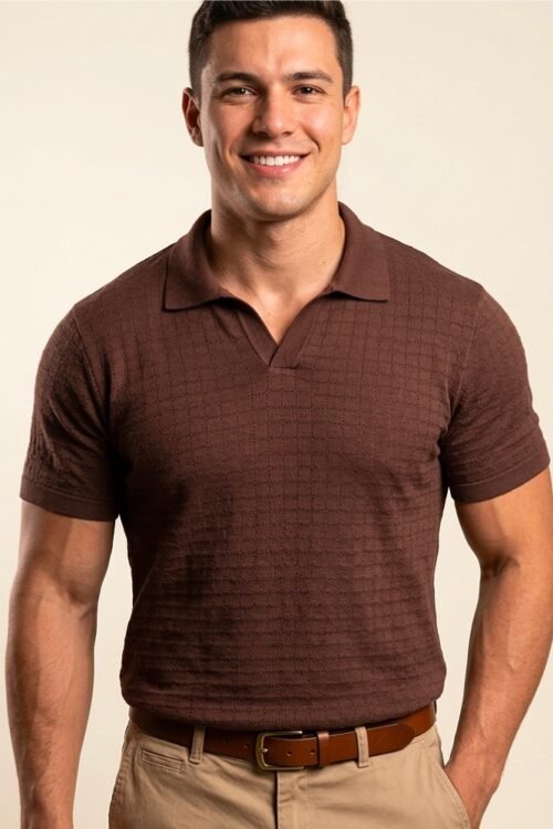 Polo de Tricot Italiana Marrom