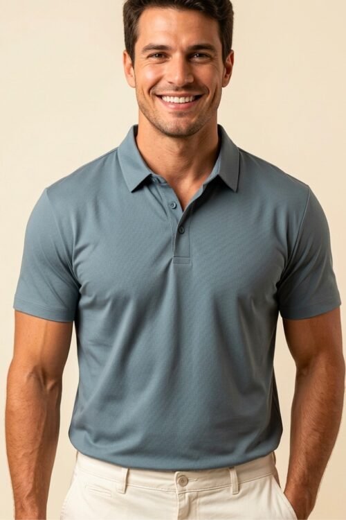 Tech Polo Texturizada Azul Petróleo